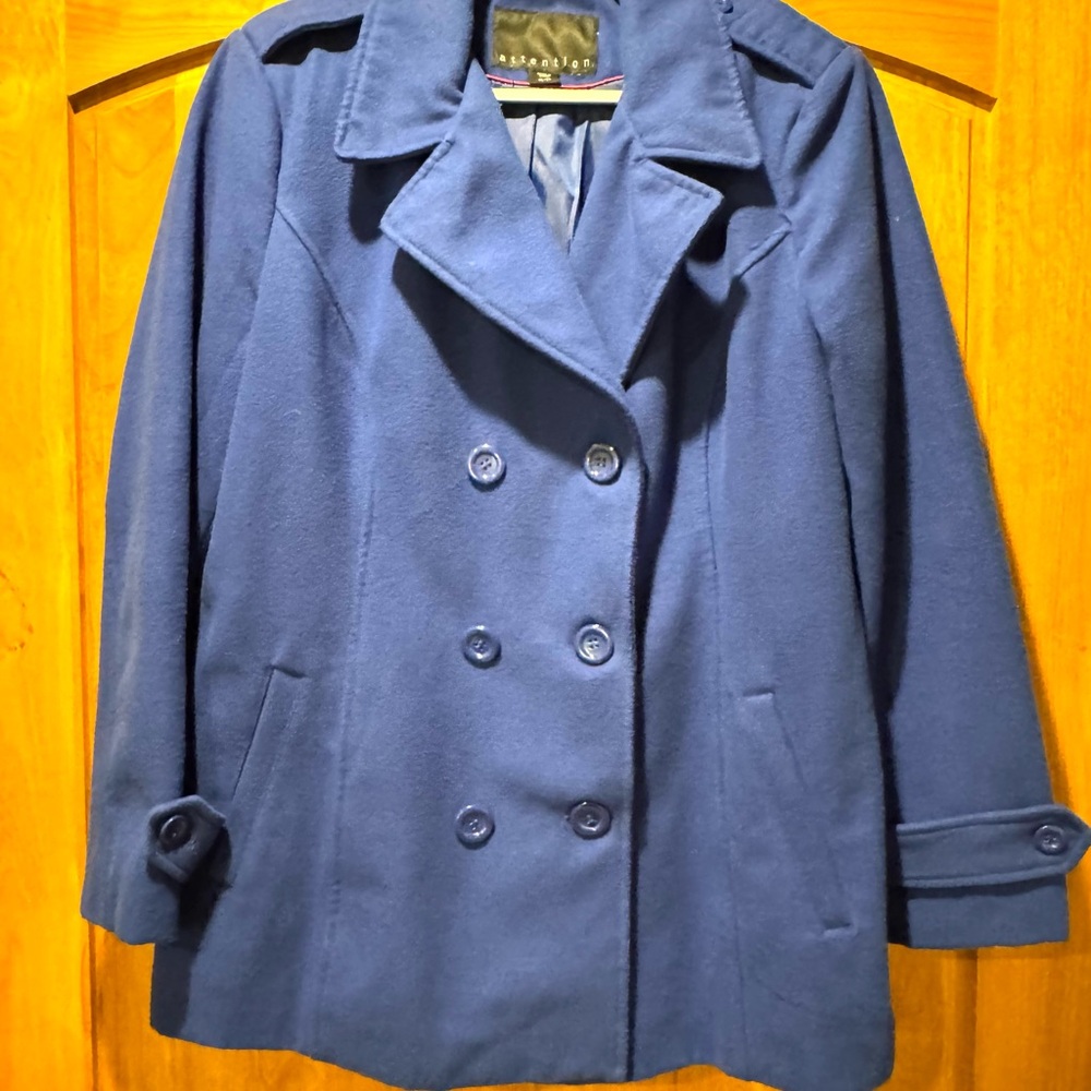 Attention Royal Blue Pea Coat XL